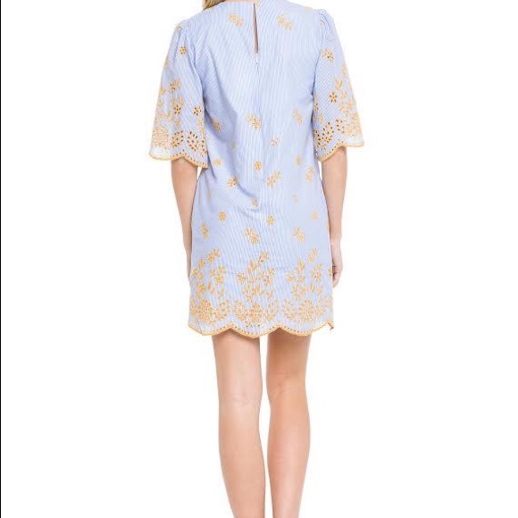 English Factory Blue & White Stripes w/Gold - Picture 5 of 5